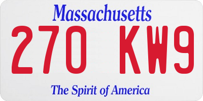 MA license plate 270KW9