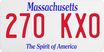 MA license plate 270KX0