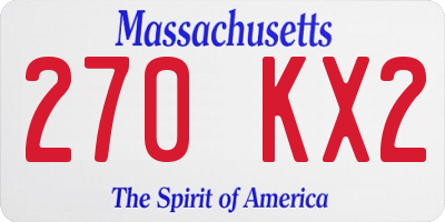 MA license plate 270KX2