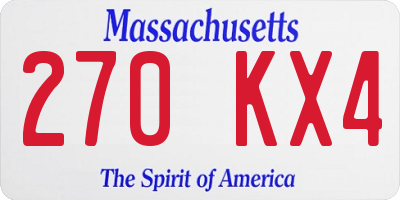 MA license plate 270KX4