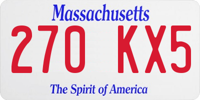 MA license plate 270KX5