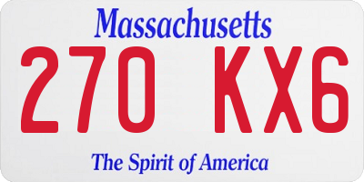 MA license plate 270KX6