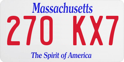 MA license plate 270KX7