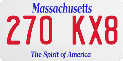 MA license plate 270KX8