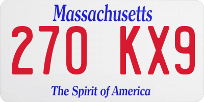 MA license plate 270KX9