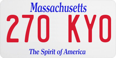 MA license plate 270KY0