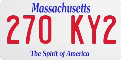 MA license plate 270KY2