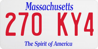 MA license plate 270KY4