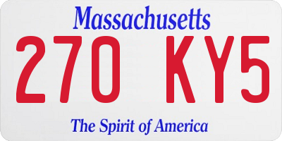 MA license plate 270KY5