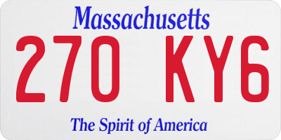 MA license plate 270KY6