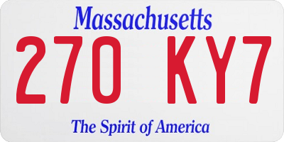 MA license plate 270KY7