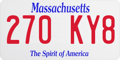 MA license plate 270KY8