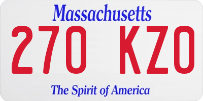 MA license plate 270KZ0