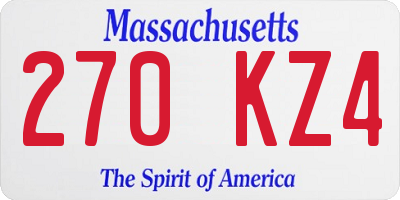 MA license plate 270KZ4