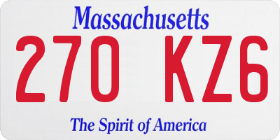 MA license plate 270KZ6