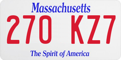 MA license plate 270KZ7