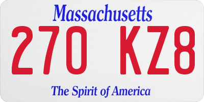 MA license plate 270KZ8