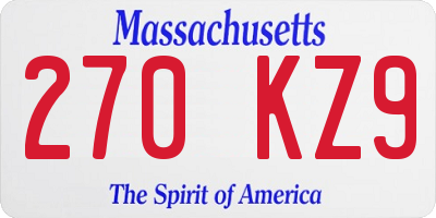 MA license plate 270KZ9