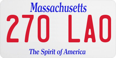 MA license plate 270LA0