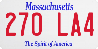 MA license plate 270LA4
