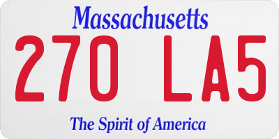 MA license plate 270LA5