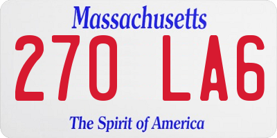 MA license plate 270LA6