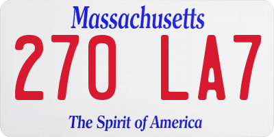 MA license plate 270LA7