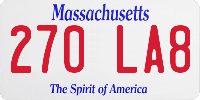 MA license plate 270LA8
