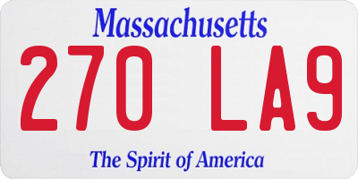 MA license plate 270LA9