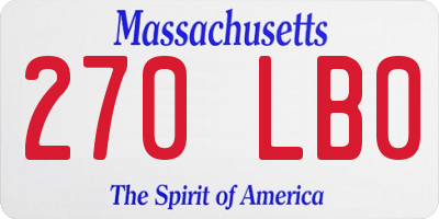 MA license plate 270LB0