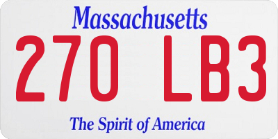 MA license plate 270LB3