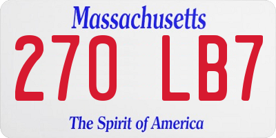 MA license plate 270LB7