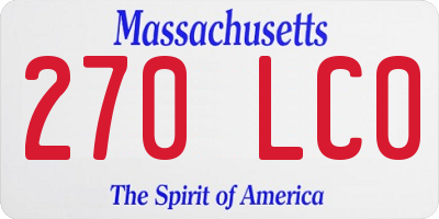 MA license plate 270LC0