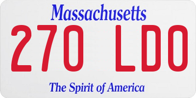 MA license plate 270LD0