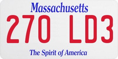MA license plate 270LD3