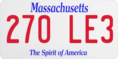 MA license plate 270LE3