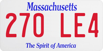 MA license plate 270LE4