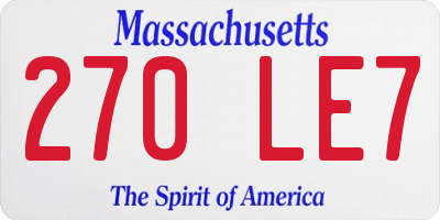 MA license plate 270LE7