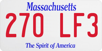 MA license plate 270LF3