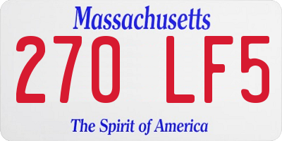MA license plate 270LF5