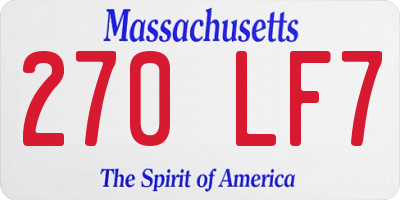 MA license plate 270LF7