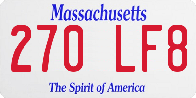 MA license plate 270LF8
