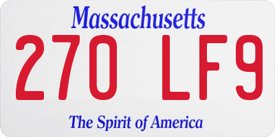 MA license plate 270LF9