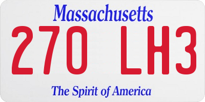 MA license plate 270LH3