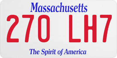 MA license plate 270LH7