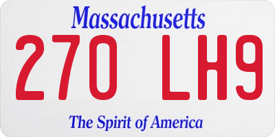 MA license plate 270LH9