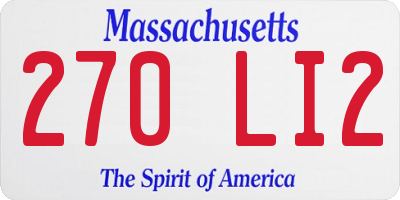 MA license plate 270LI2