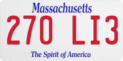 MA license plate 270LI3