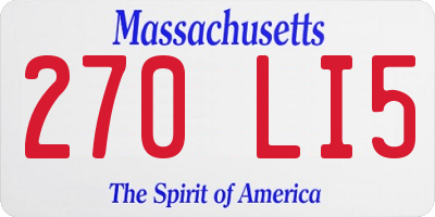 MA license plate 270LI5