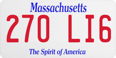 MA license plate 270LI6